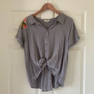 Flower Embroidered Tee